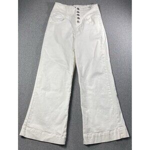 Black Label C’estToi Wide Leg High Rise White Jean Pants Sz 7/Waist 29” Stretch